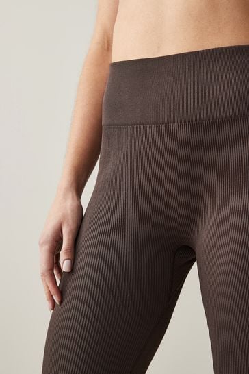Buy Chocolate Brown Ribbed High Waist Leggings from Next New Zealand