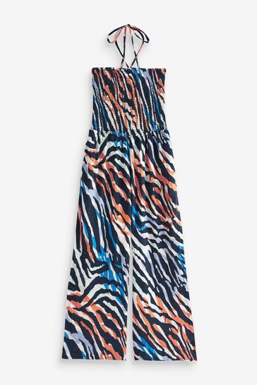 River island blue zebra jumpsuit hot sale