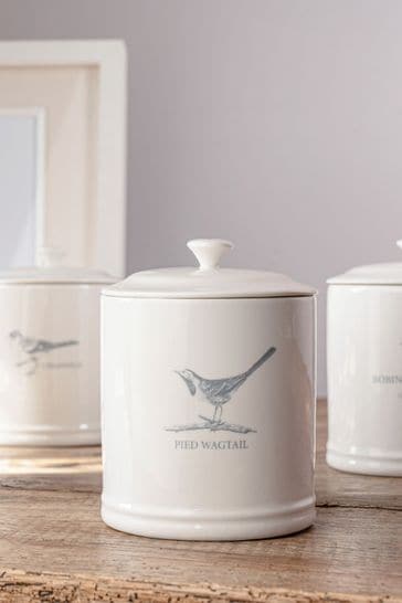 Mary Berry Set of 3 White Garden Birds Canisters