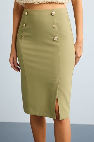 Green pencil skirt button store