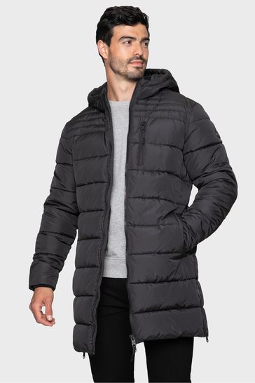 Threadbare Black Longline Padded Coat