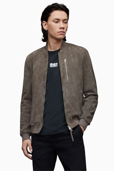 AllSaints Grey Kemble Bomber Jacket