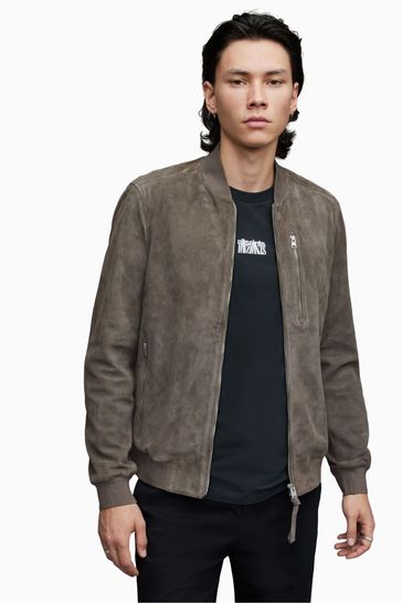 All saints clearance suede bomber jacket