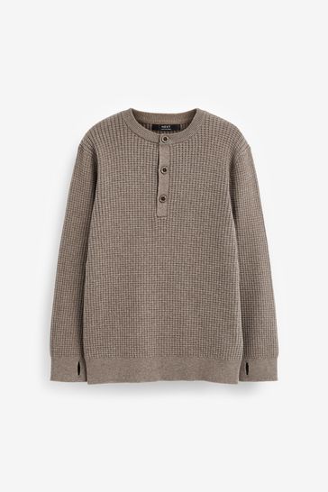 Taupe Brown Henley Crew Jumper (3-16yrs)