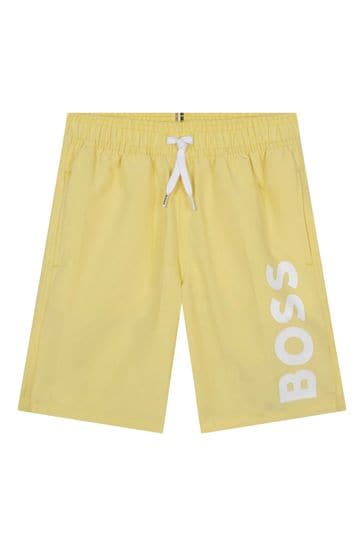 BOSS Yellow Logo Swim Shorts