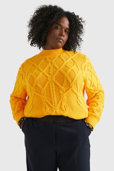 Yellow cable hotsell knit jumper