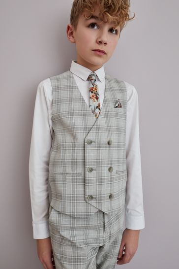 Boys grey new arrivals check waistcoat