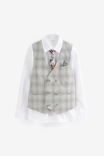 Buy Grey Check Waistcoat Set With Shirt Tie 12mths 16yrs from Next Denmark