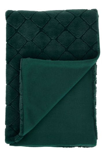 Catherine Lansfield Green Cosy Diamond So Soft Throw