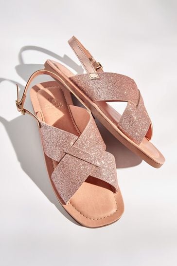 Rose Gold Regular/Wide Fit Forever Comfort® Crossover Leather Sandals