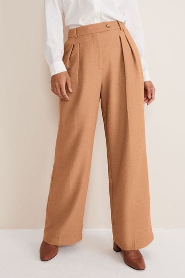 Phase Eight Natural Neutral Dola Wide Leg Boucle Trousers