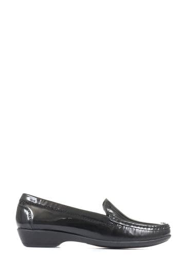 Pavers Black Lightweight Leather Slip-On Shoes