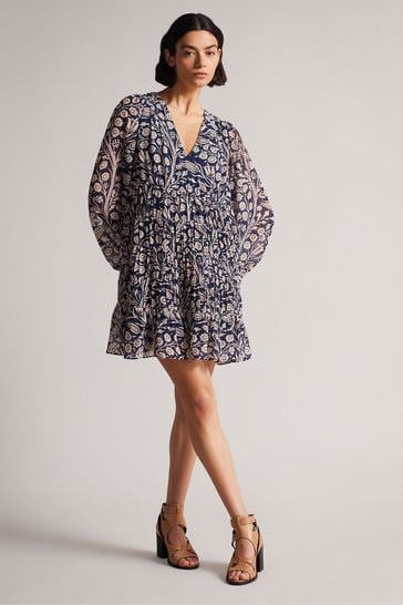 Buy Ted Baker Trissa Blue Tiered Swing Mini Dress from Next Netherlands