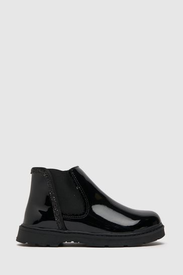 Schuh Junior Cheeky Patent Chelsea Black Boots