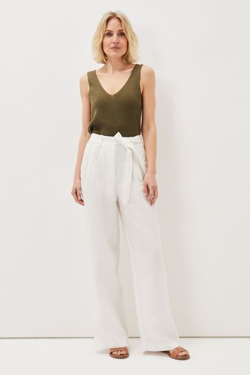 White linen trousers ladies uk online