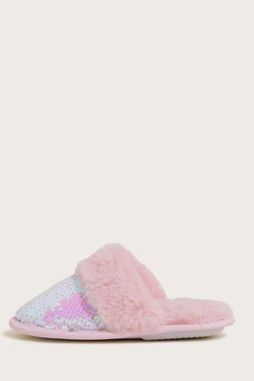 Monsoon Pink Sparkle Sequin Slippers
