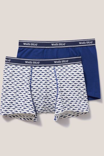 White Stuff Blue Plain And Print Boxers Two Pack