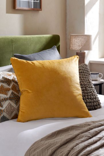 Buy Ochre Yellow 59 x 59cm Matte Velvet Cushion from Next Luxembourg