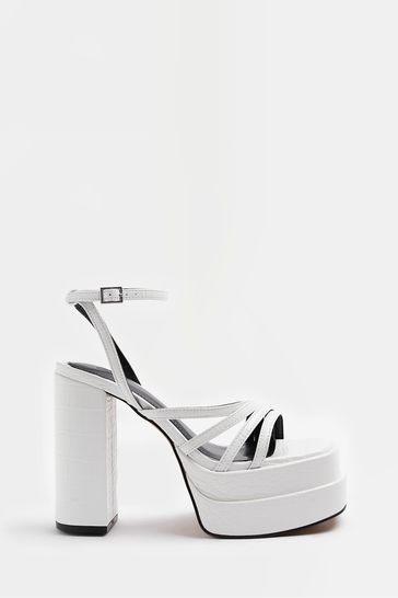 Buy River Island White Strappy Block Heel Wedges from Next Germany
