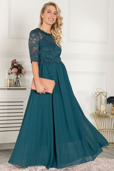 Buy Jolie Moi Blue Sleeved Lace Overlay Maxi Dress from Next