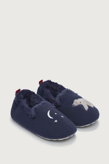 The White Company Blue Bear Slippers