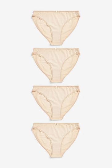 Nude High Leg Cotton Rich Knickers 4 Pack