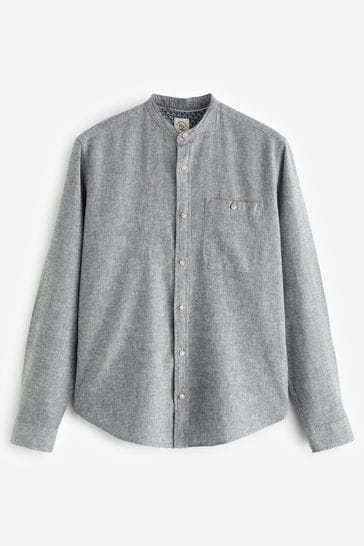Grey grandad collar shirt deals