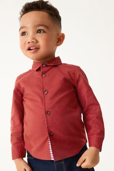 Rust Brown Long Sleeve Trimmed Oxford Shirt (3mths-7yrs)