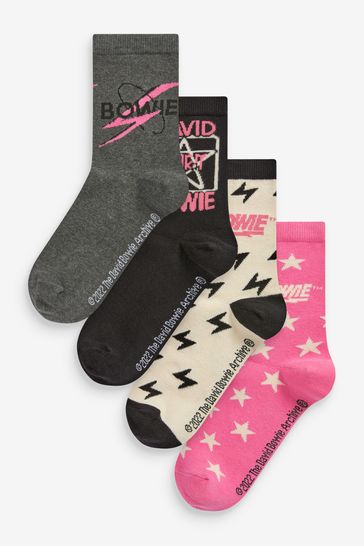 Black/Pink Bowie Ankle Socks 4 Pack