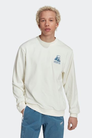 adidas Originals White Adventure Winter Crewneck Sweatshirt