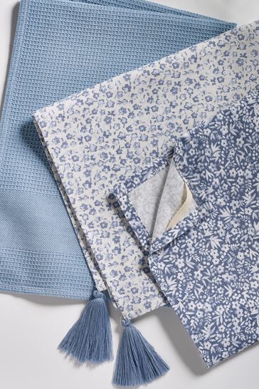 Set of 3 Blue Cordelia Tea Towels