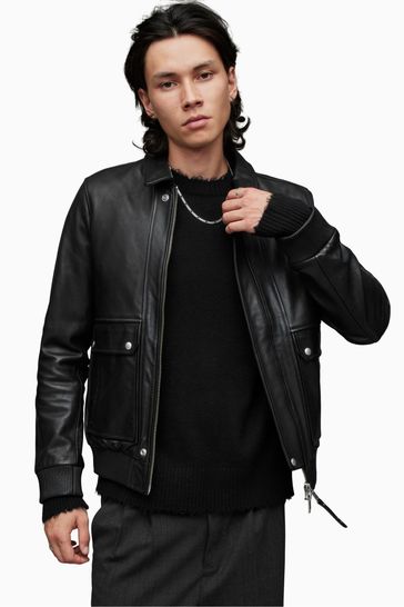 AllSaints Hart Aviator Black Jacket