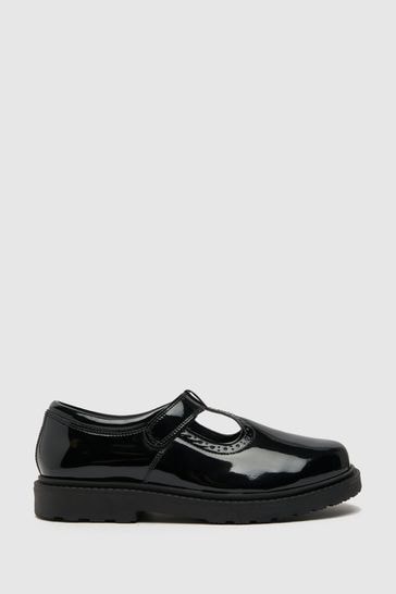 Schuh Lock Patent T Bar Black Shoes