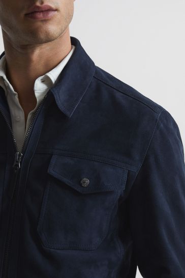 Royal blue cheap suede jacket