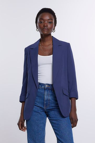 River island navy blazer hotsell
