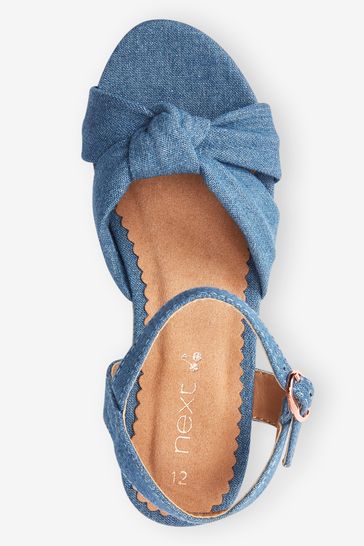 Blue denim wedge shoes online