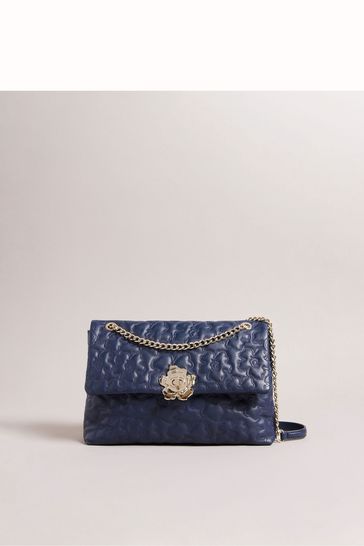 Ted Baker Large Blue Ayshah Magnolia Quilted Cross-Body Bag