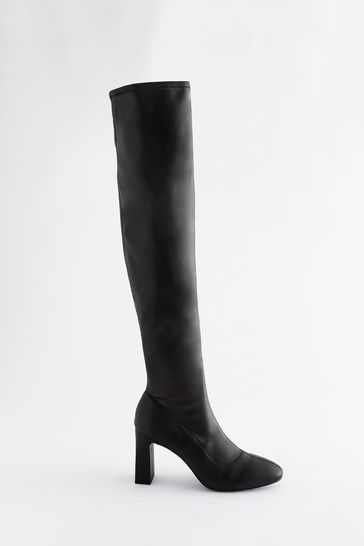Black round toe hotsell knee high boots