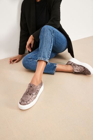 Buy Snake Print Slip On Signature Forever Comfort Leather Chunky Wedge Platform Trainers from Next Lithuania