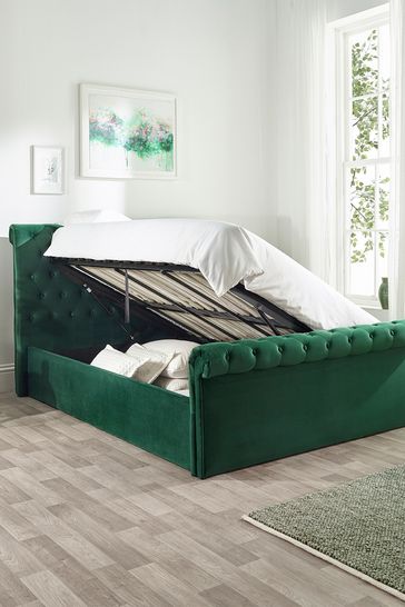 Green store sleigh bed