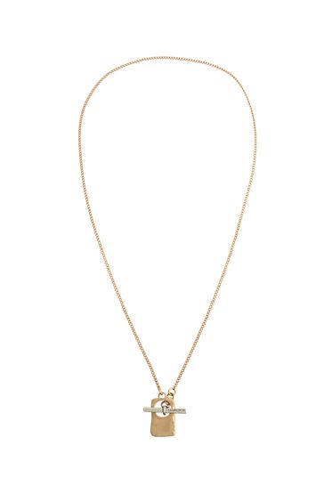 AllSaints Gold Tone Rectangle Pendant Necklace