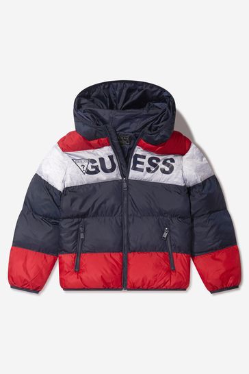 Boys Padded Jacket With Hood in Red