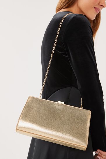 Gold Structured Clutch Bag