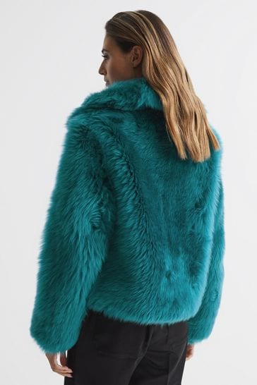 Buy Reiss Teal Caitlin Short Shearling Jacket from Next USA