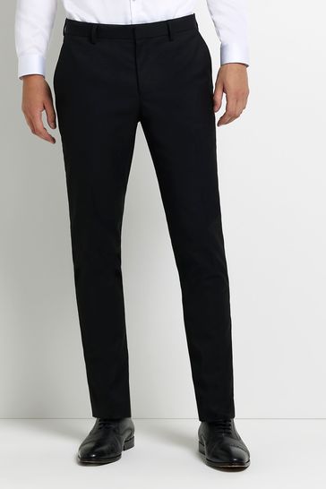 River Island Black Skinny Twill Suit Trousers