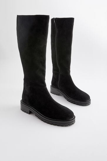 Black Forever Comfort Knee High Suede Boots