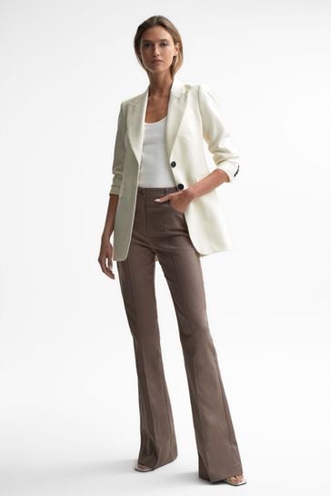 Reiss Mink Florence High Rise Flared Trousers