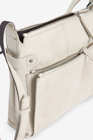 Buy Bone Cream Leather Pocket Messenger Bag from Next USA