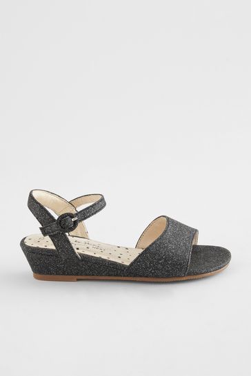 Buy Black Glitter Occasion Wedge Sandals from Next Luxembourg
