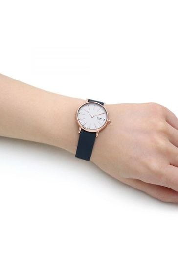 Skagen signatur clearance blue leather watch